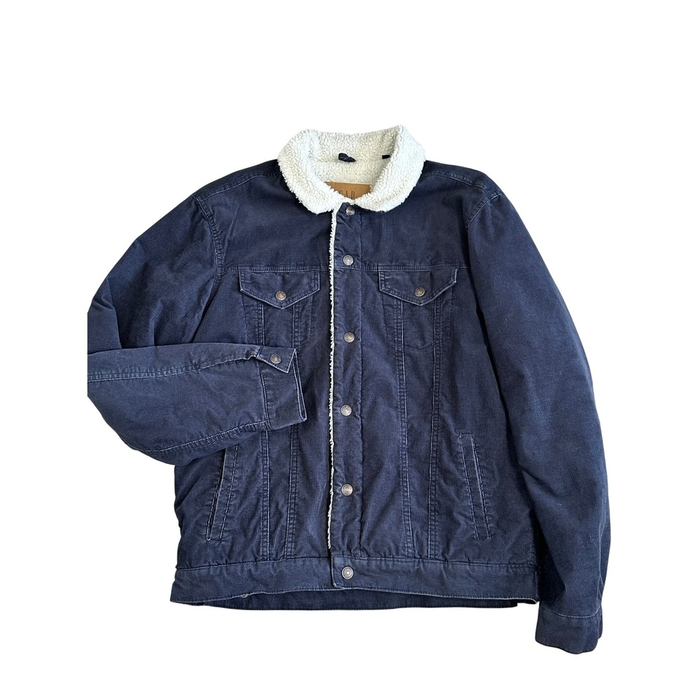Gap Corduroy Sherpa Icon Jacket L Tall Navy Blue Trucker Coat